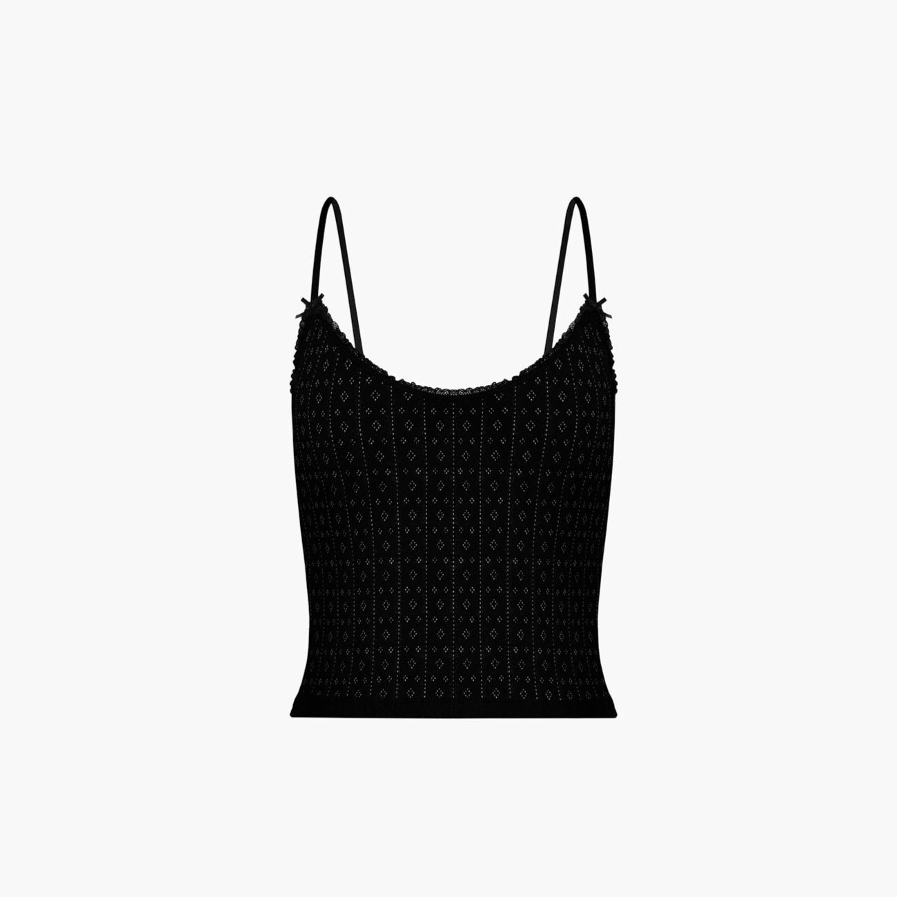Lily Crop Top, Organic Cotton Pointelle in Black